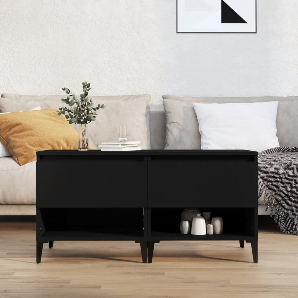 Šoniniai staliukai, 2vnt., juodi, 50x46x50cm, apdirbta mediena