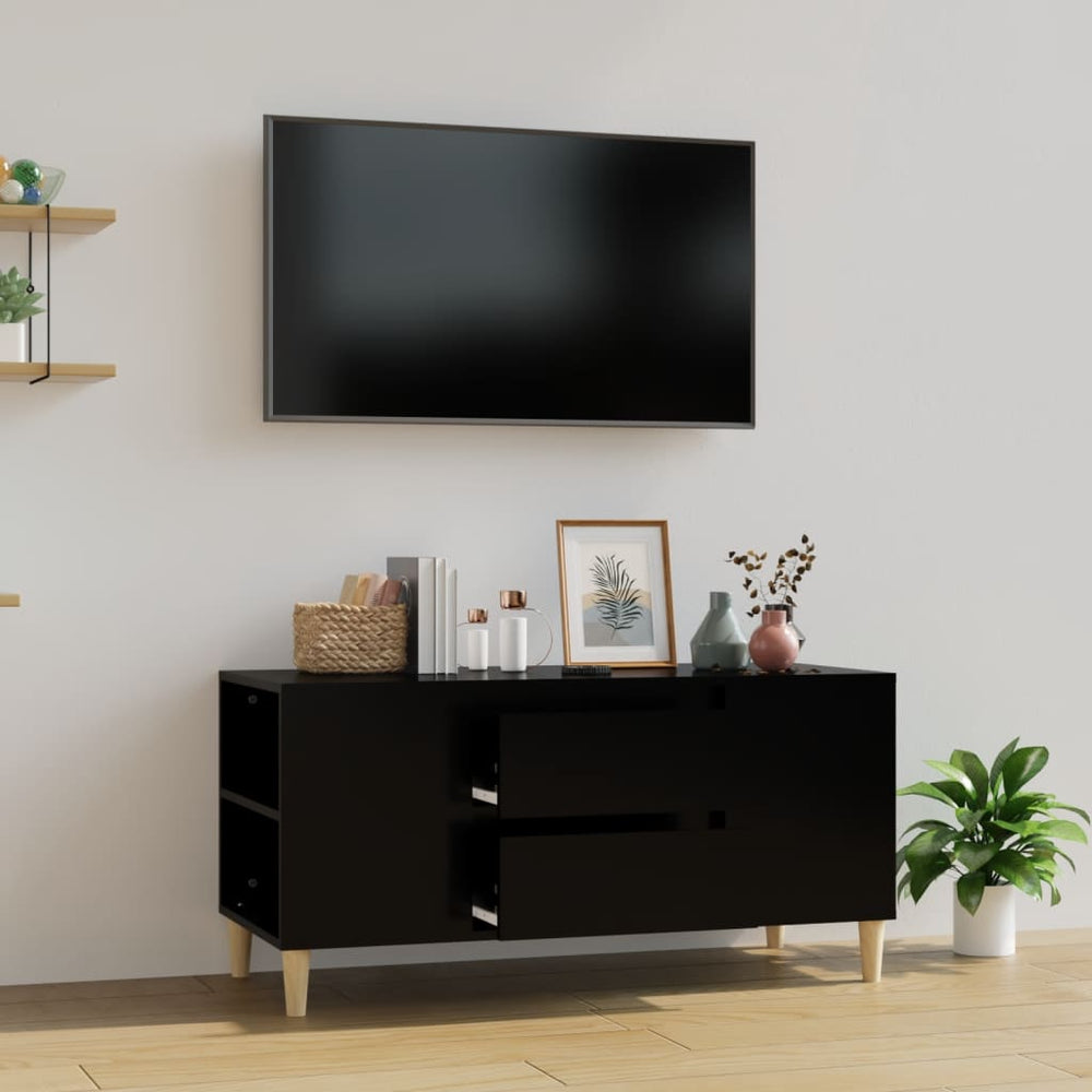 Televizoriaus spintelė, juodos spalvos, 102x44,5x50cm, mediena