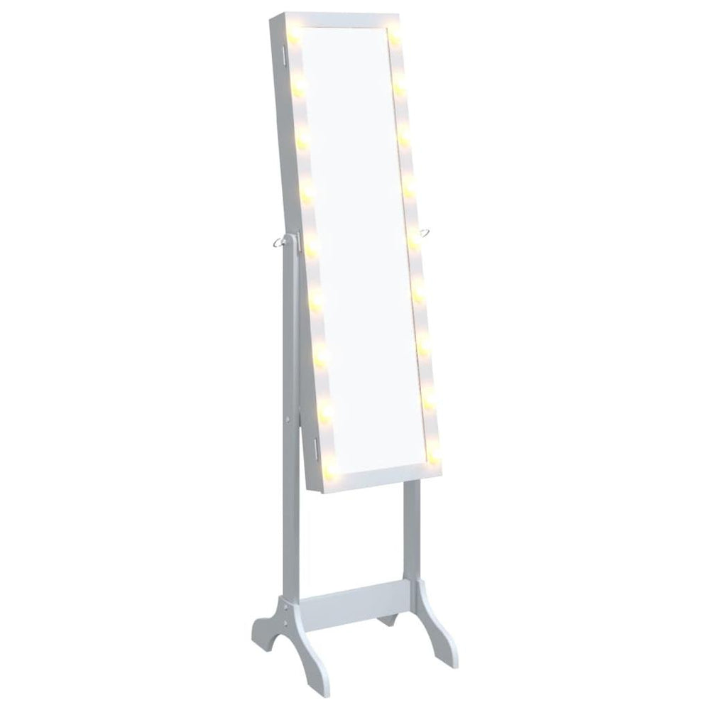 Laisvai pastatomas veidrodis su LED, baltas, 34x37x146cm