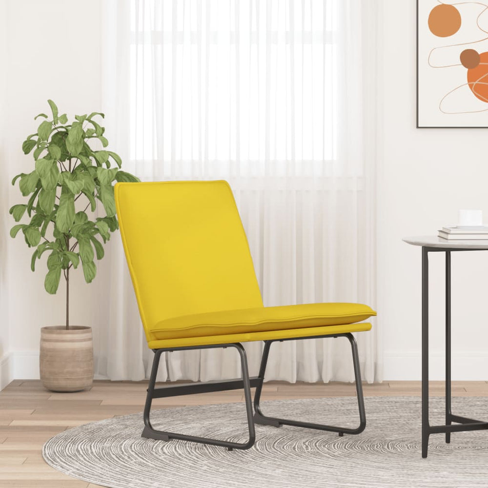 Poilsio kėdė, šviesiai geltonos spalvos, 52x75x76cm, audinys