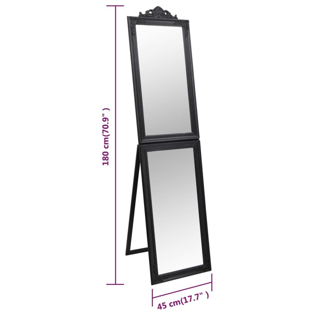 Laisvai pastatomas veidrodis, juodos spalvos, 40x180cm