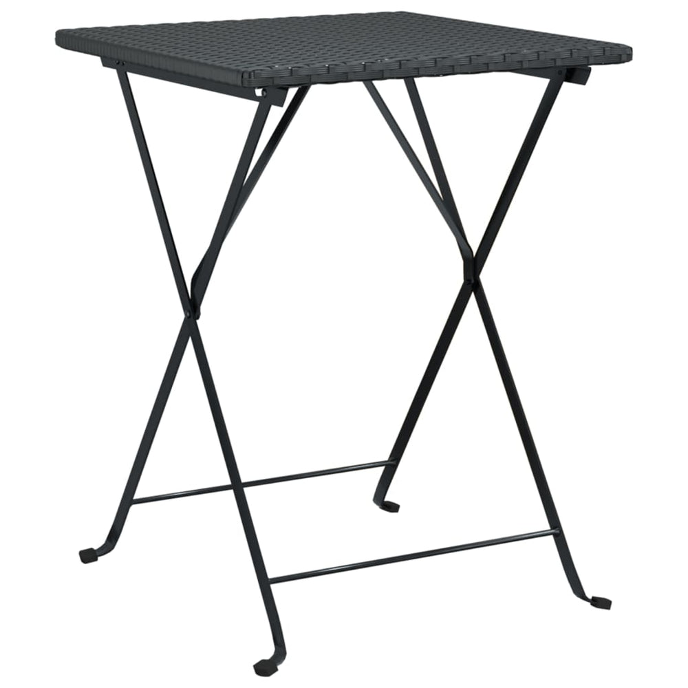 Sulankstomas bistro stalas, juodas, 55x54x71cm, poliratanas