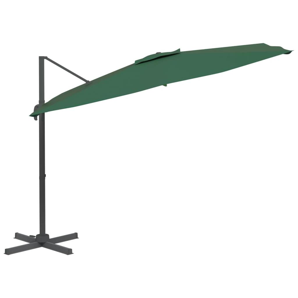 Gembės formos skėtis su aliuminio stulpu, žalias, 400x300cm