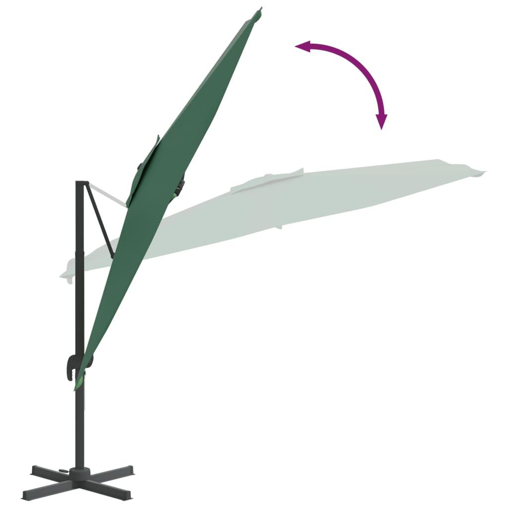 Gembės formos skėtis su aliuminio stulpu, žalias, 400x300cm