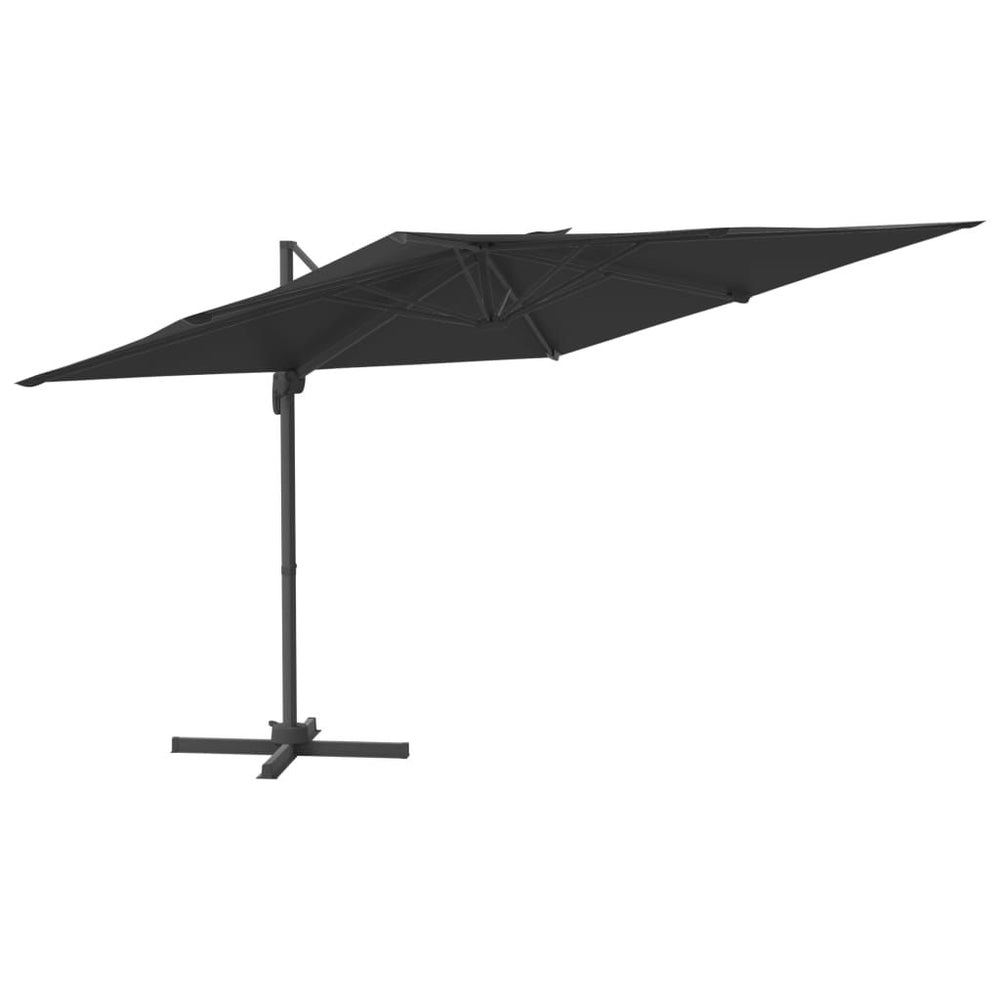 Gembės formos skėtis su aliuminio stulpu, juodas, 400x300cm