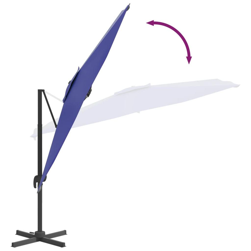 Gembės formos skėtis su aliuminiu stulpu, mėlynas, 400x300cm