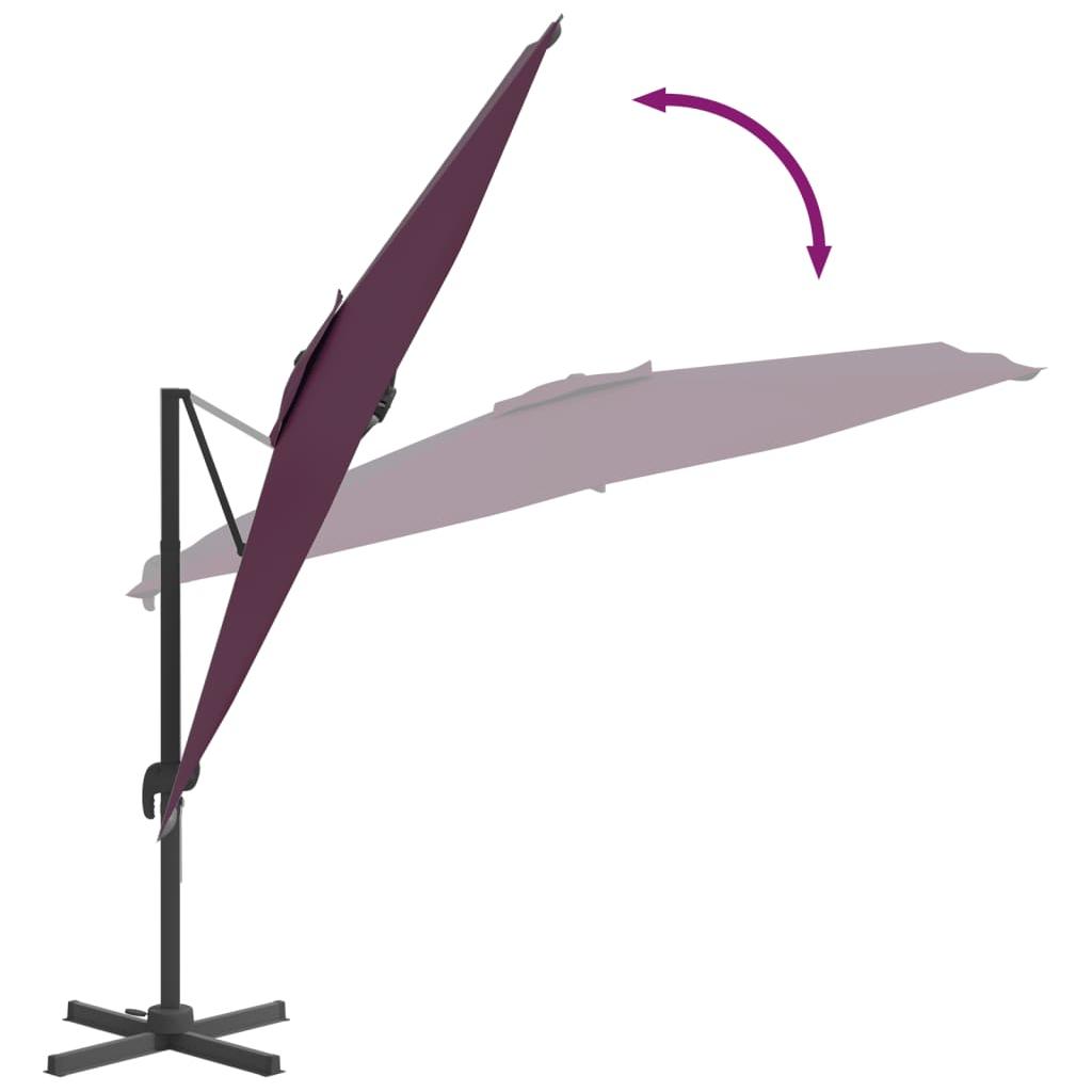 Gembės formos skėtis su aliuminiu stulpu, bordo, 400x300cm
