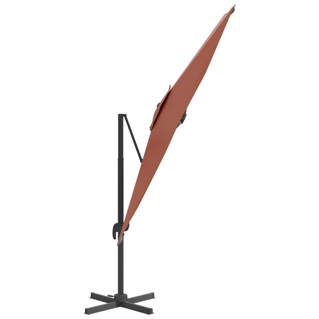 Gembės formos skėtis su aliuminiu stulpu, terakota, 400x300cm