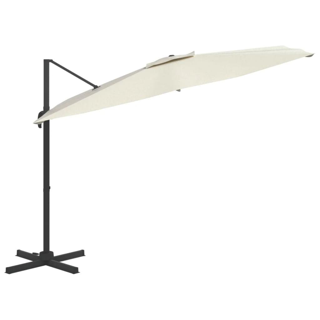 Gembės formos skėtis su LED, smėlio baltos spalvos, 400x300cm