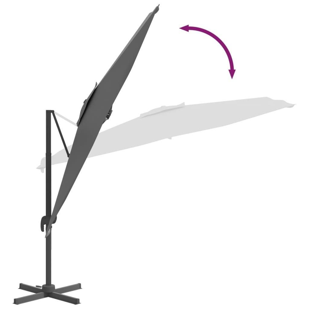 Gembės formos skėtis su LED, antracito spalvos, 400x300cm