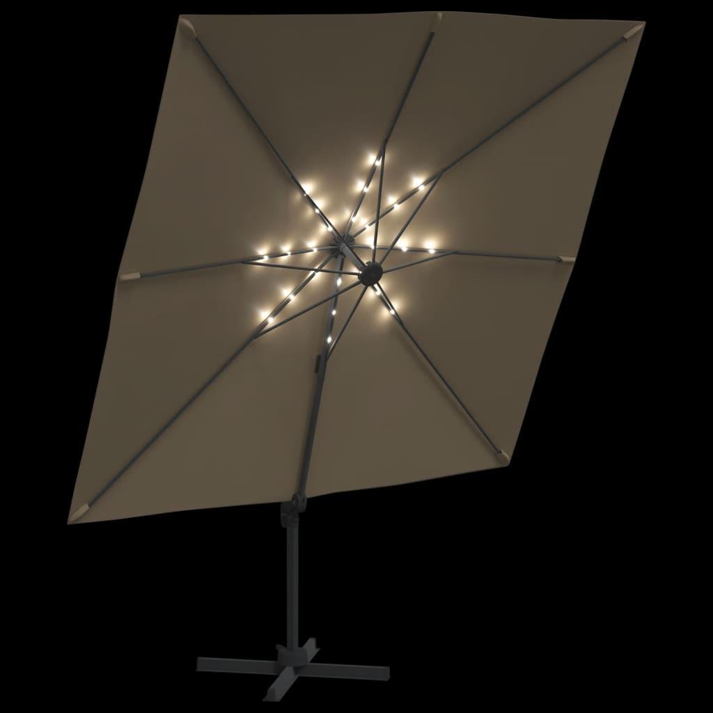 Gembės formos skėtis su LED, taupe spalvos, 400x300cm