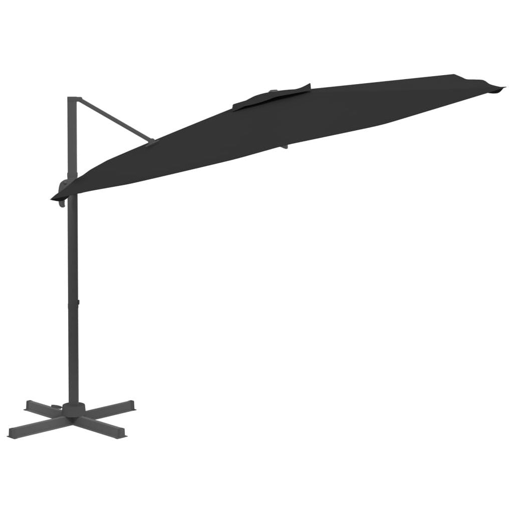 Gembės formos skėtis su LED, juodos spalvos, 400x300cm