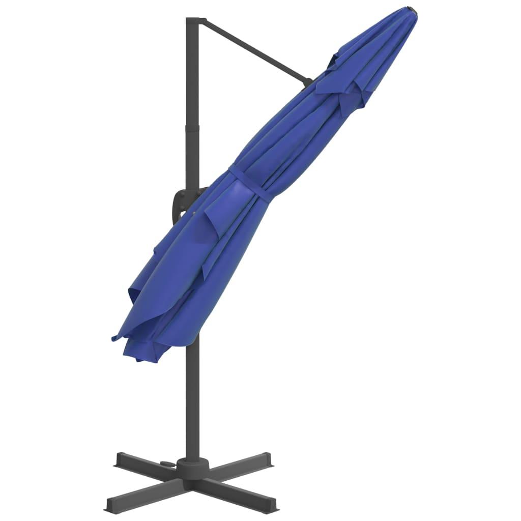Gembės formos skėtis su LED, mėlynos spalvos, 400x300cm