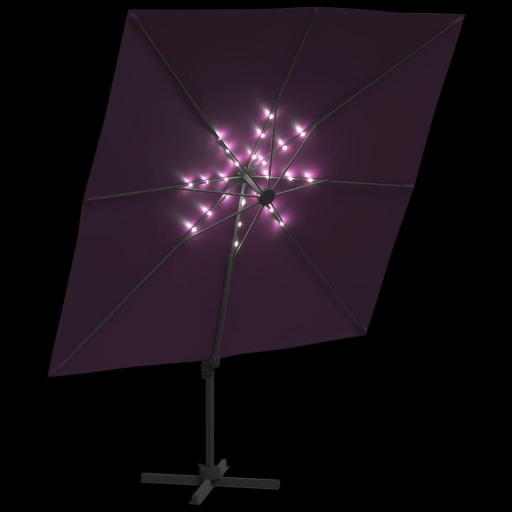 Gembės formos skėtis su LED, tamsiai raudonas, 400x300cm
