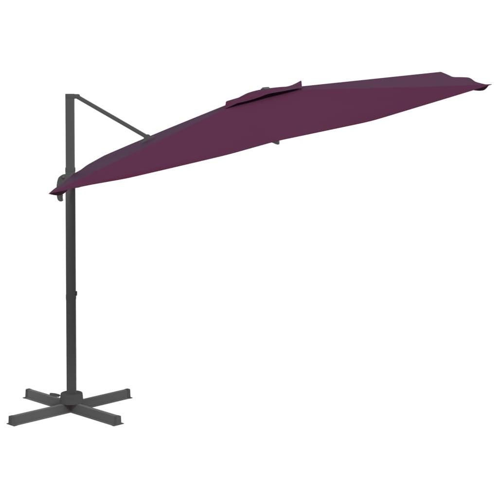 Gembės formos skėtis su LED, tamsiai raudonas, 400x300cm