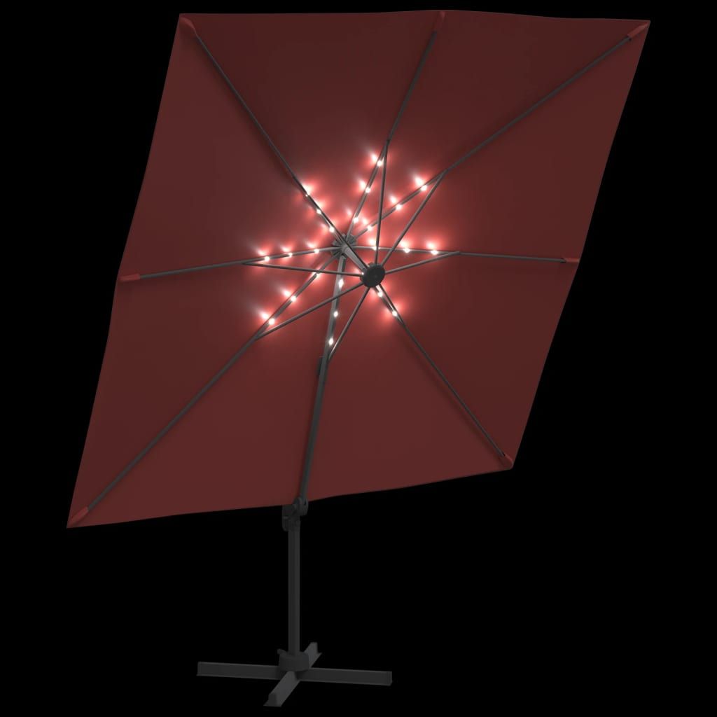 Gembės formos skėtis su LED, terakota spalvos, 400x300cm