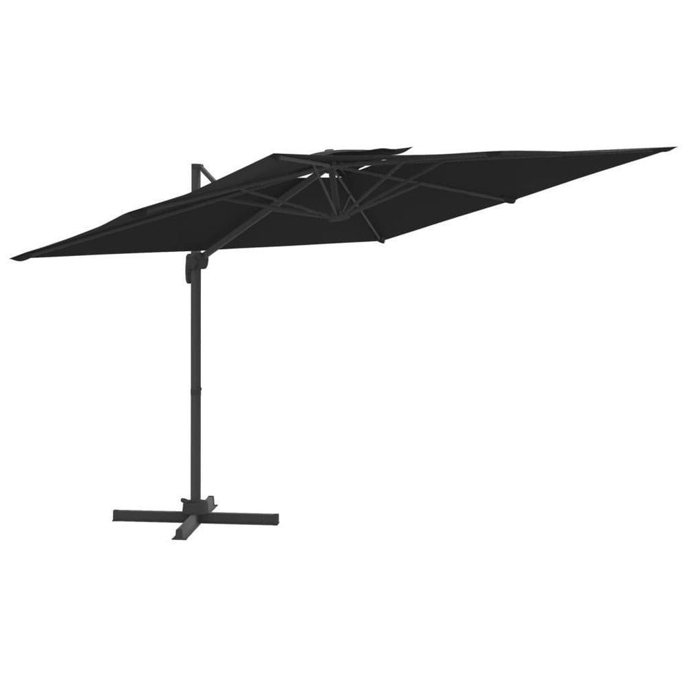 Gembės formos skėtis su dvigubu viršumi, juodas, 400x300cm