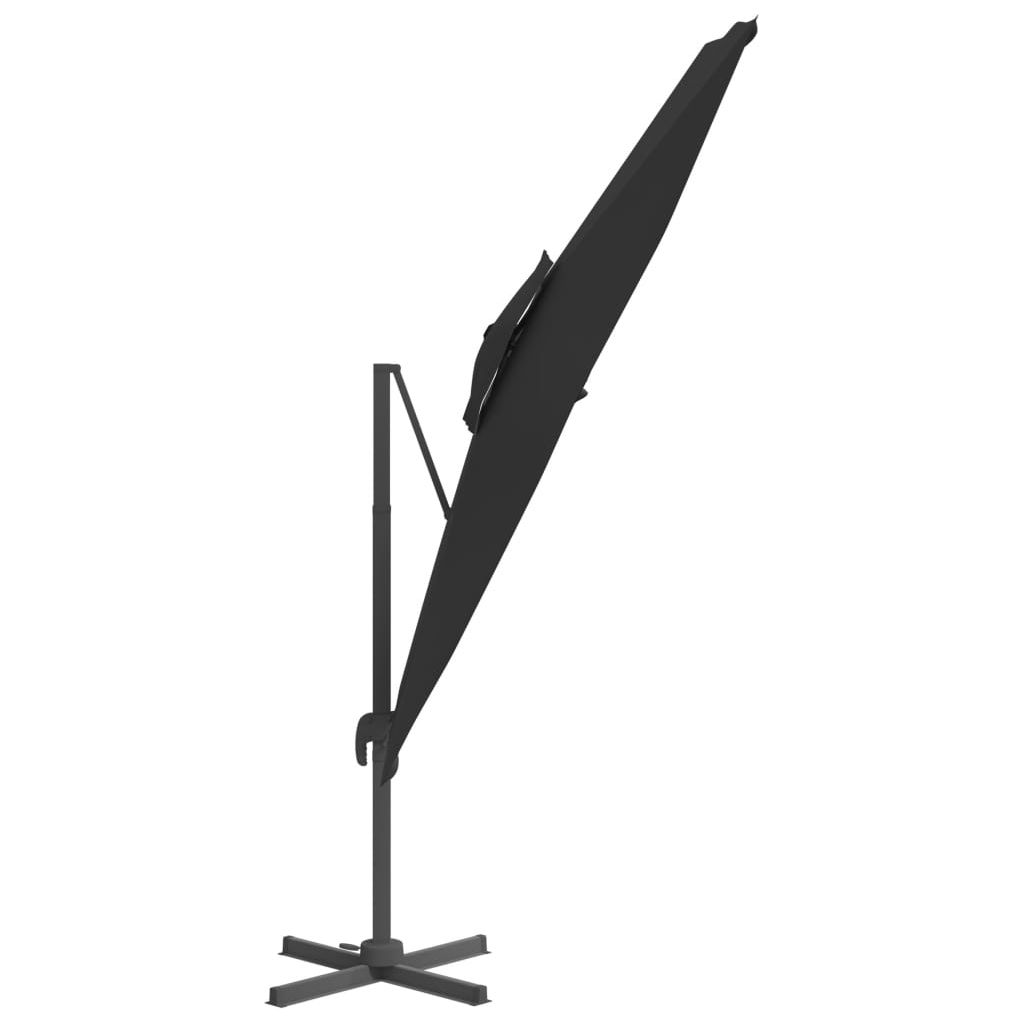 Gembės formos skėtis su dvigubu viršumi, juodas, 400x300cm