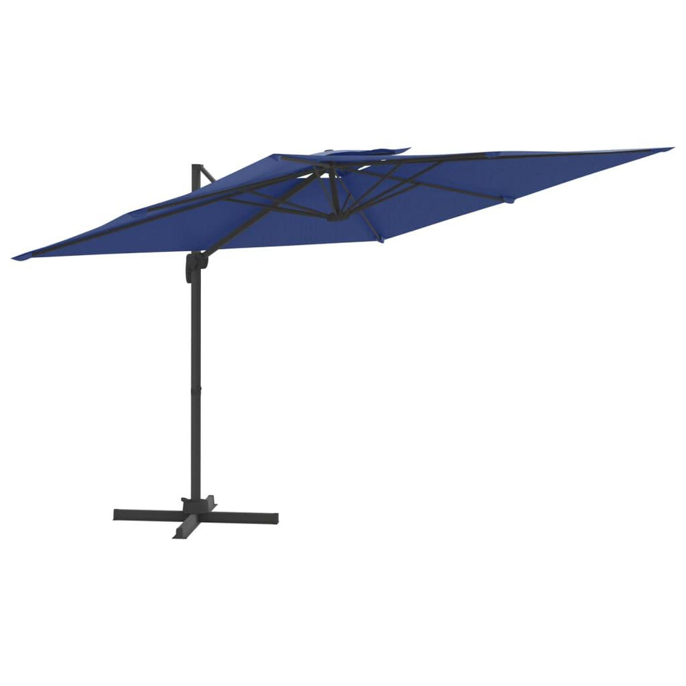 Gembės formos skėtis su dvigubu viršumi, mėlynas, 300x300cm