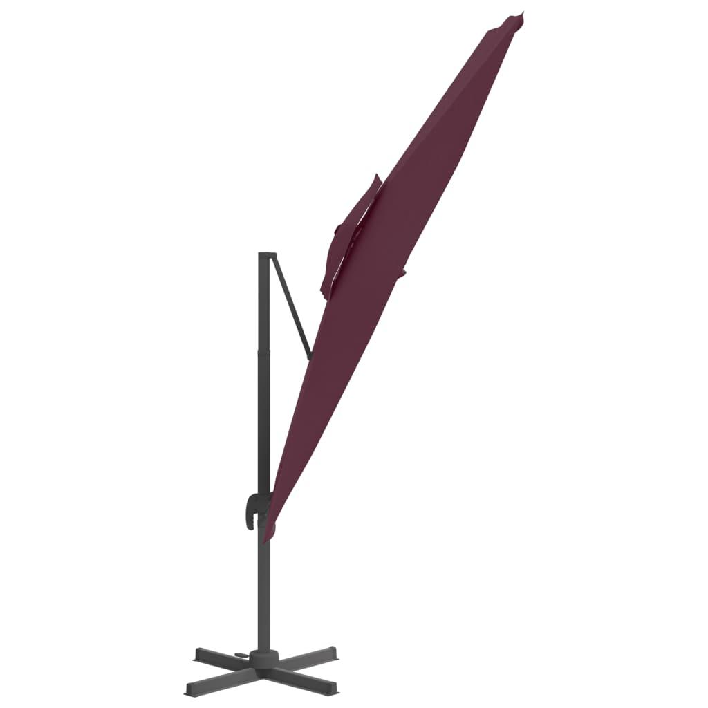 Gembės formos skėtis su dvigubu viršumi, bordo, 300x300cm