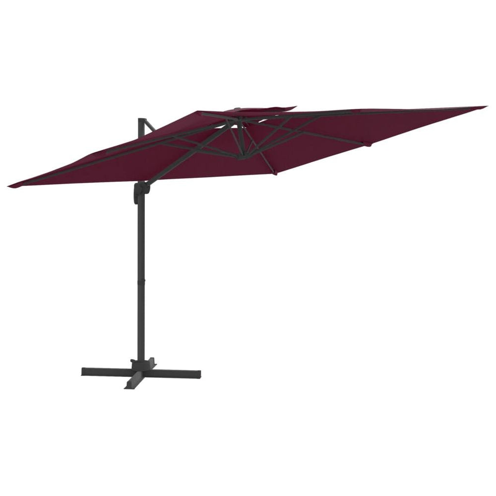 Gembės formos skėtis su dvigubu viršumi, bordo, 400x300cm