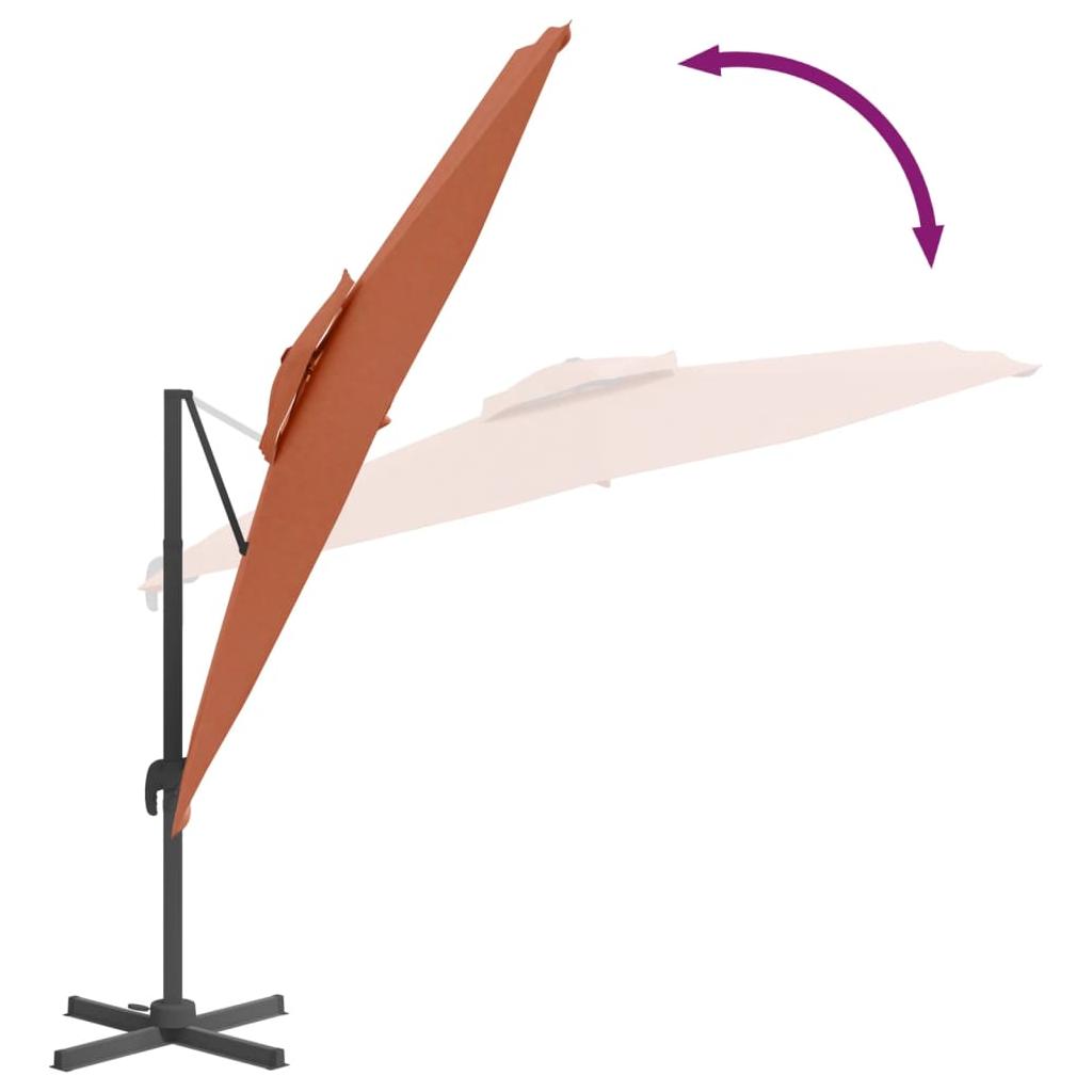 Gembės formos skėtis su dvigubu viršumi, terakota, 300x300cm