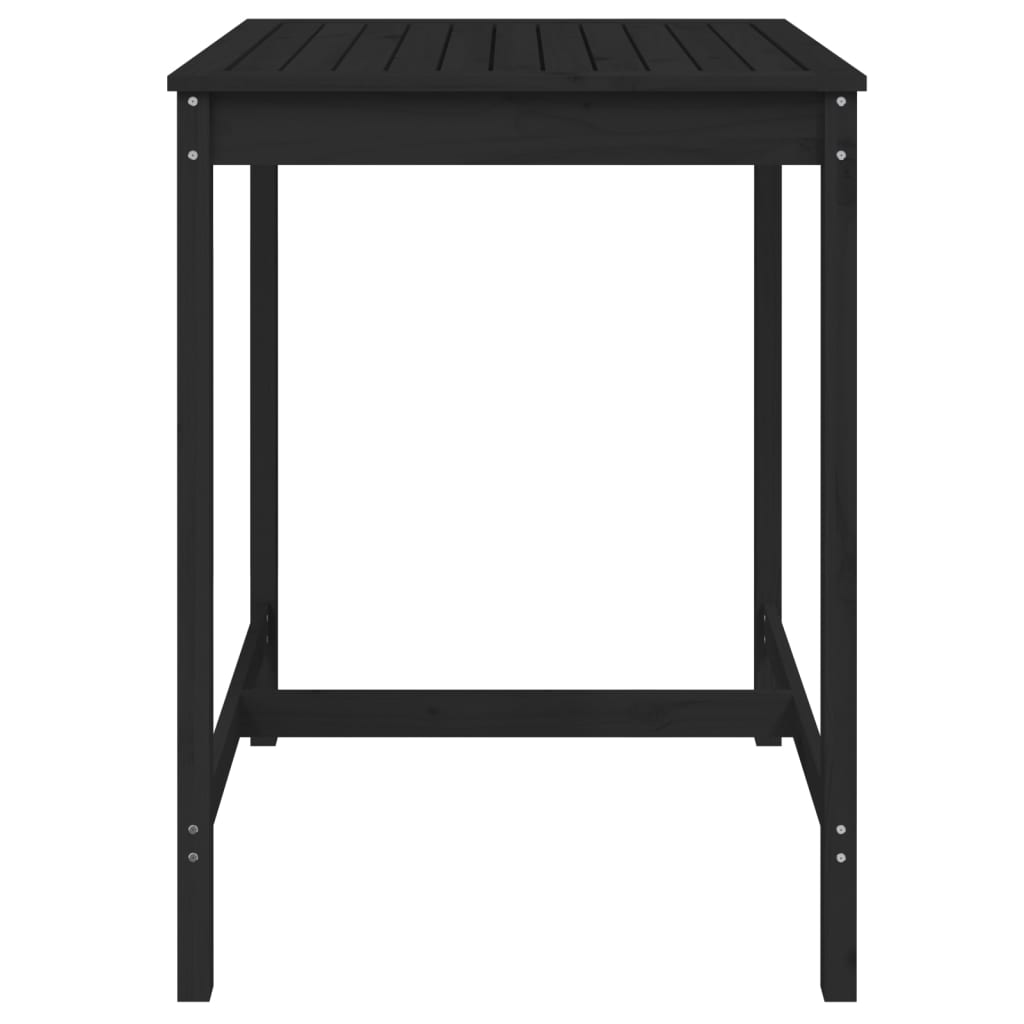 Sodo stalas, juodas, 82,5x82,5x110cm, pušies medienos masyvas