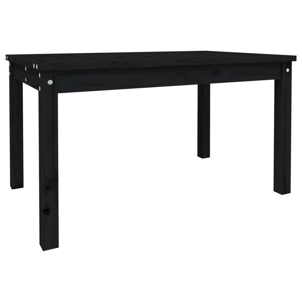 Sodo stalas, juodas, 82,5x50,5x45cm, pušies medienos masyvas
