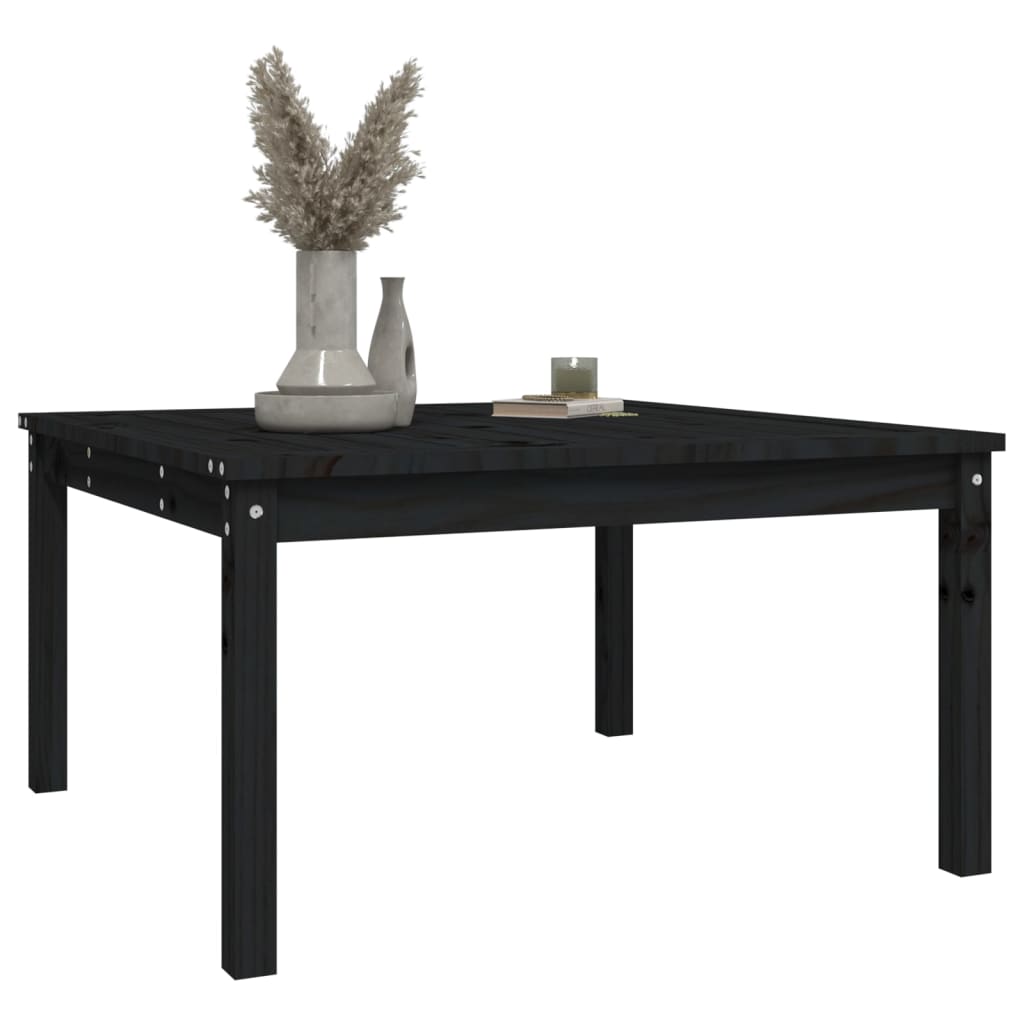 Sodo stalas, juodas, 82,5x82,5x45cm, pušies medienos masyvas