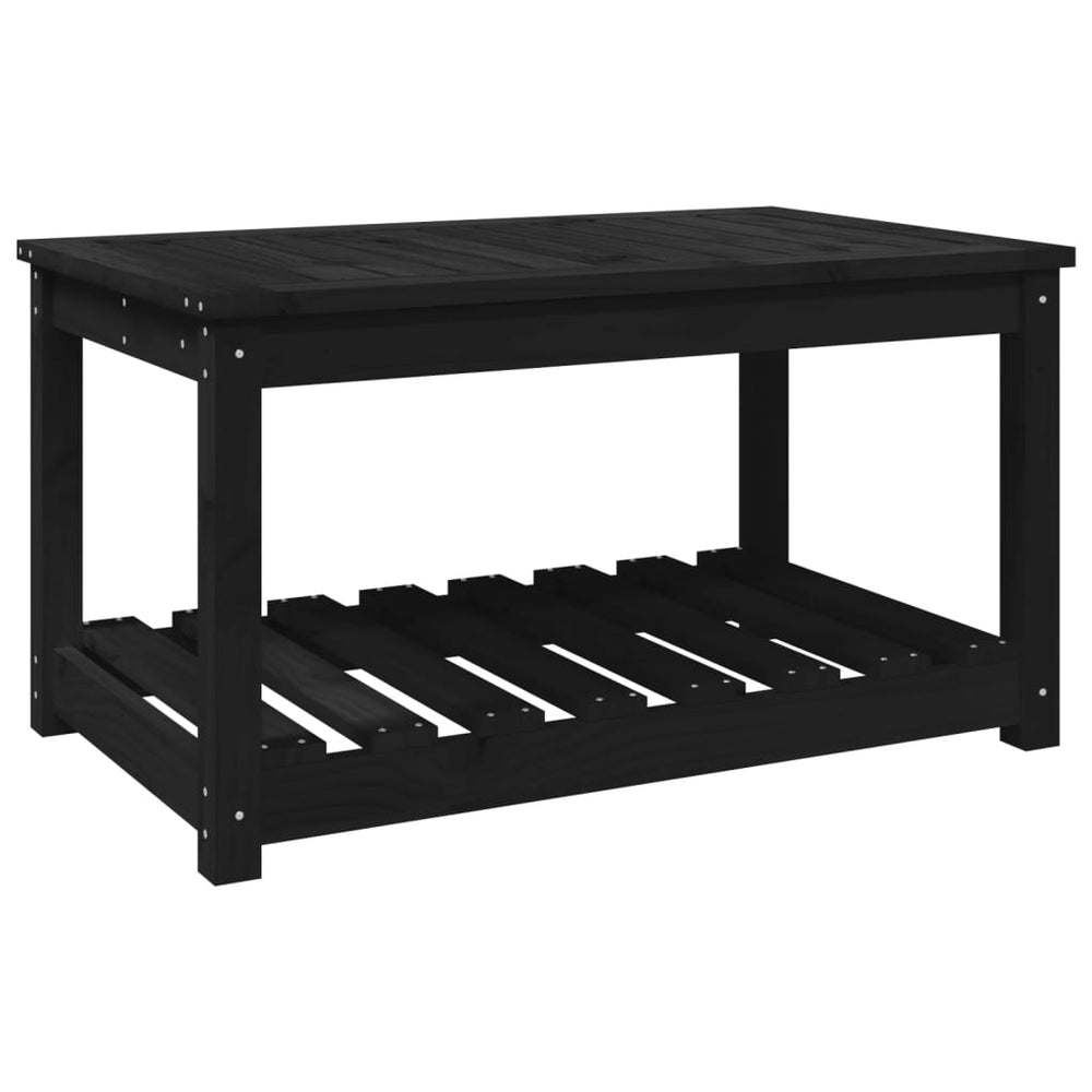Sodo stalas, juodas, 82,5x50,5x45cm, pušies medienos masyvas