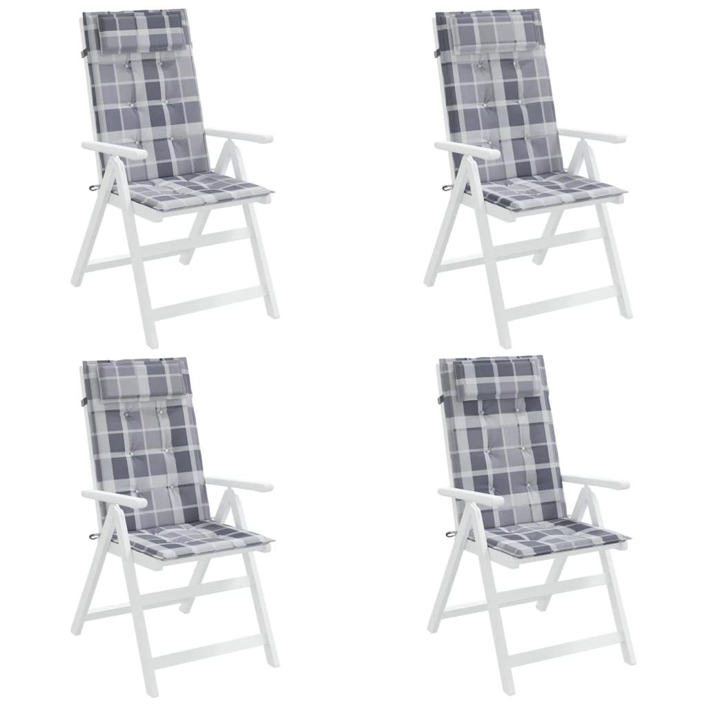 Kėdės pagalvėlės, 4vnt., oksfordo audinys, pilki langeliai