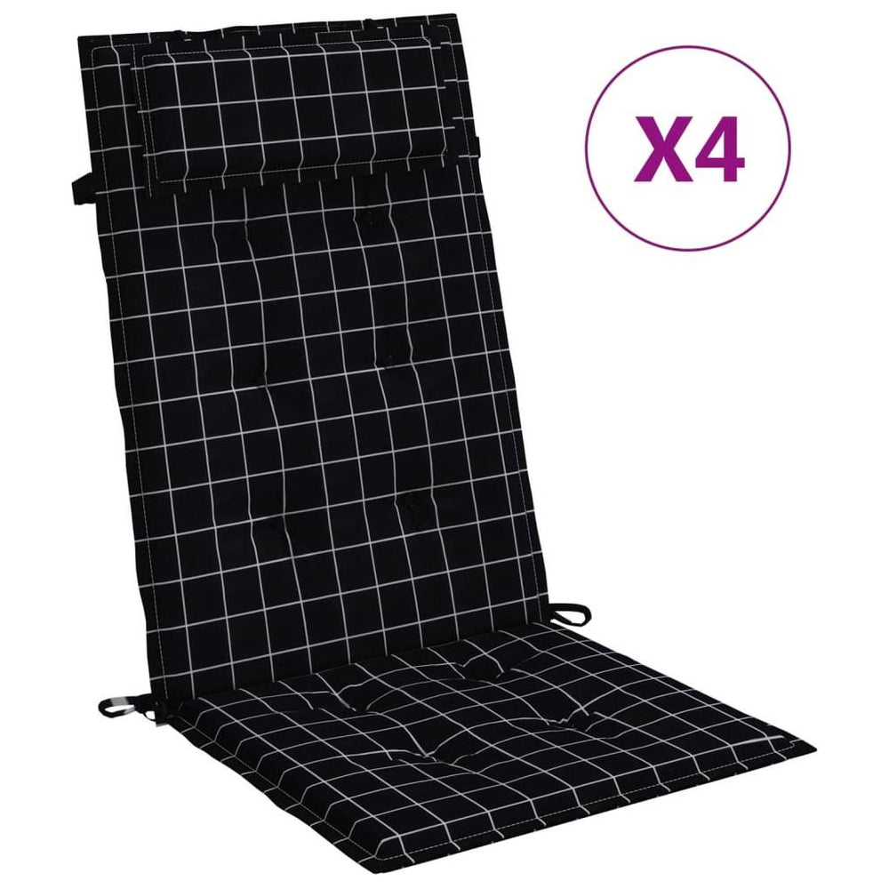Kėdės pagalvėlės, 4vnt., oksfordo audinys, juodi langeliai