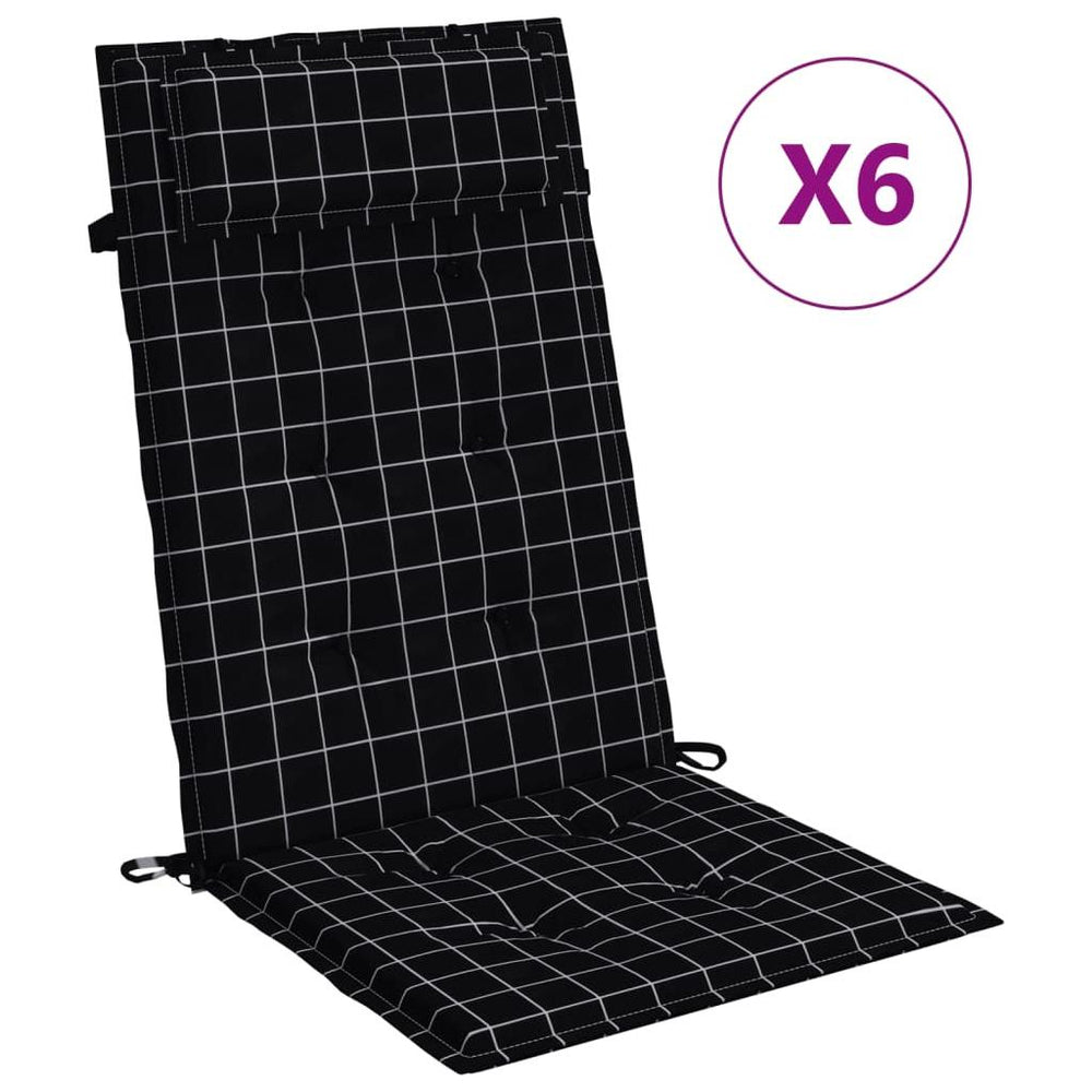 Kėdės pagalvėlės, 6vnt., oksfordo audinys, juodi langeliai