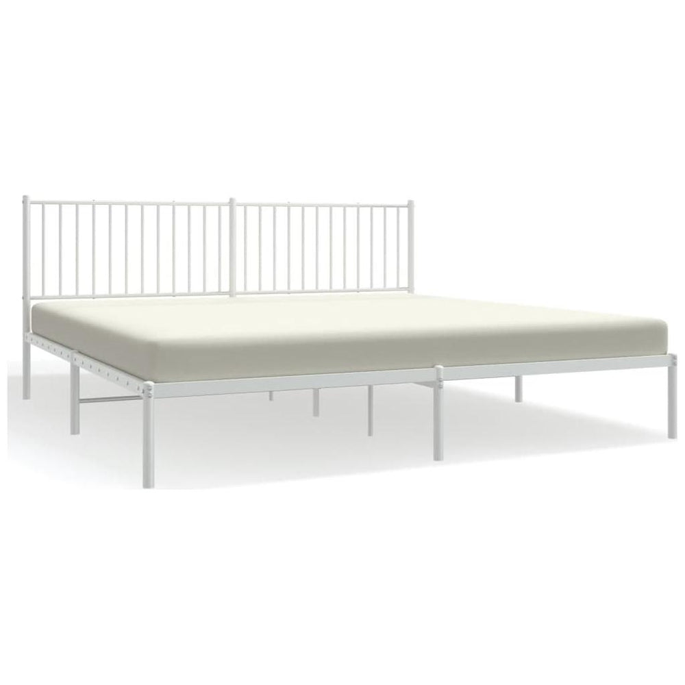 Metalinis lovos rėmas su galvūgaliu, baltos spalvos, 200x200cm