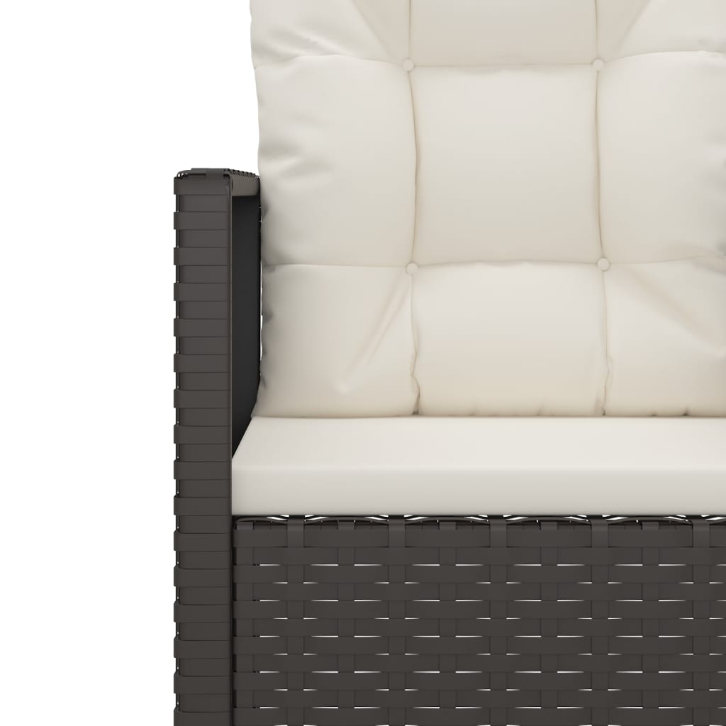 Sodo krėslas su pagalvėlėmis, juodos spalvos, poliratanas