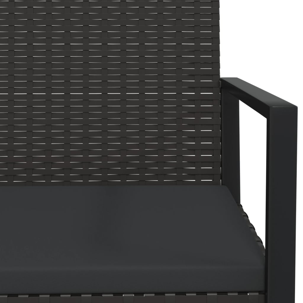 Sodo krėslas su pagalvėle, juodos spalvos, poliratanas
