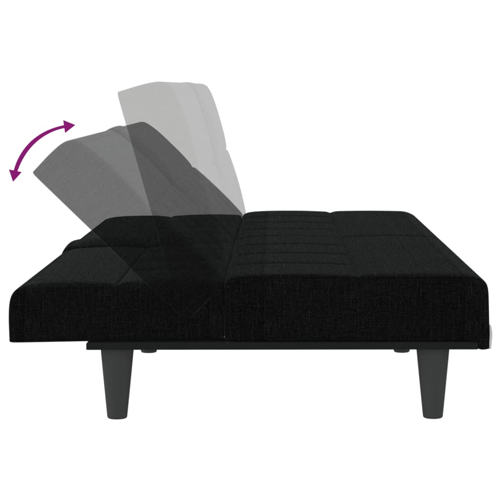 Sofa-lova su puodelių laikikliais, juodos spalvos, audinys