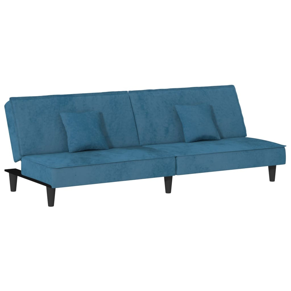 Sofa-lova, mėlynos spalvos, aksomas