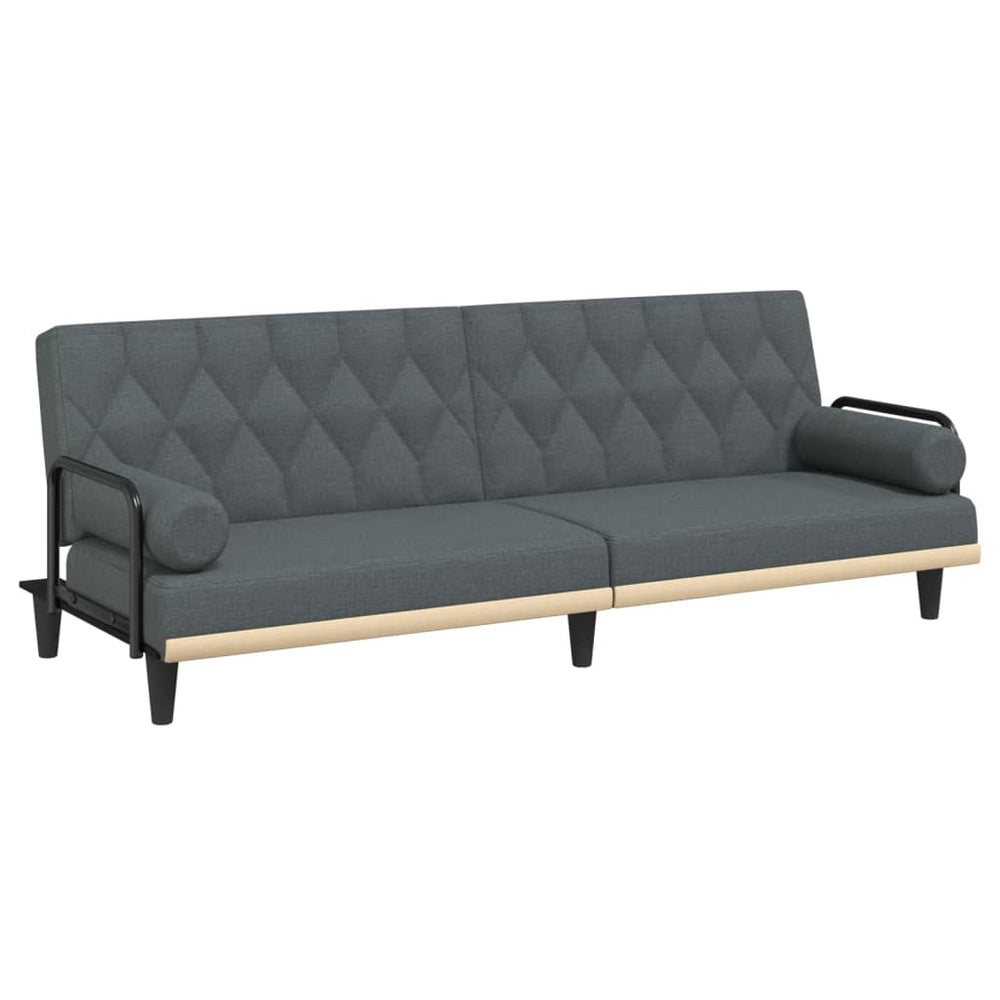 Sofa-lova su porankiais, tamsiai pilkos spalvos, audinys