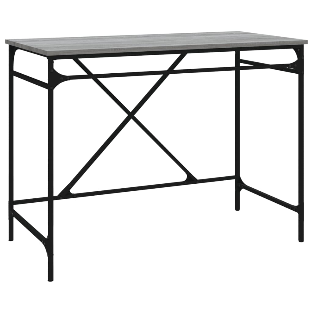 Rašomasis stalas, pilkas ąžuolo, 100x50x75cm, mediena/geležis