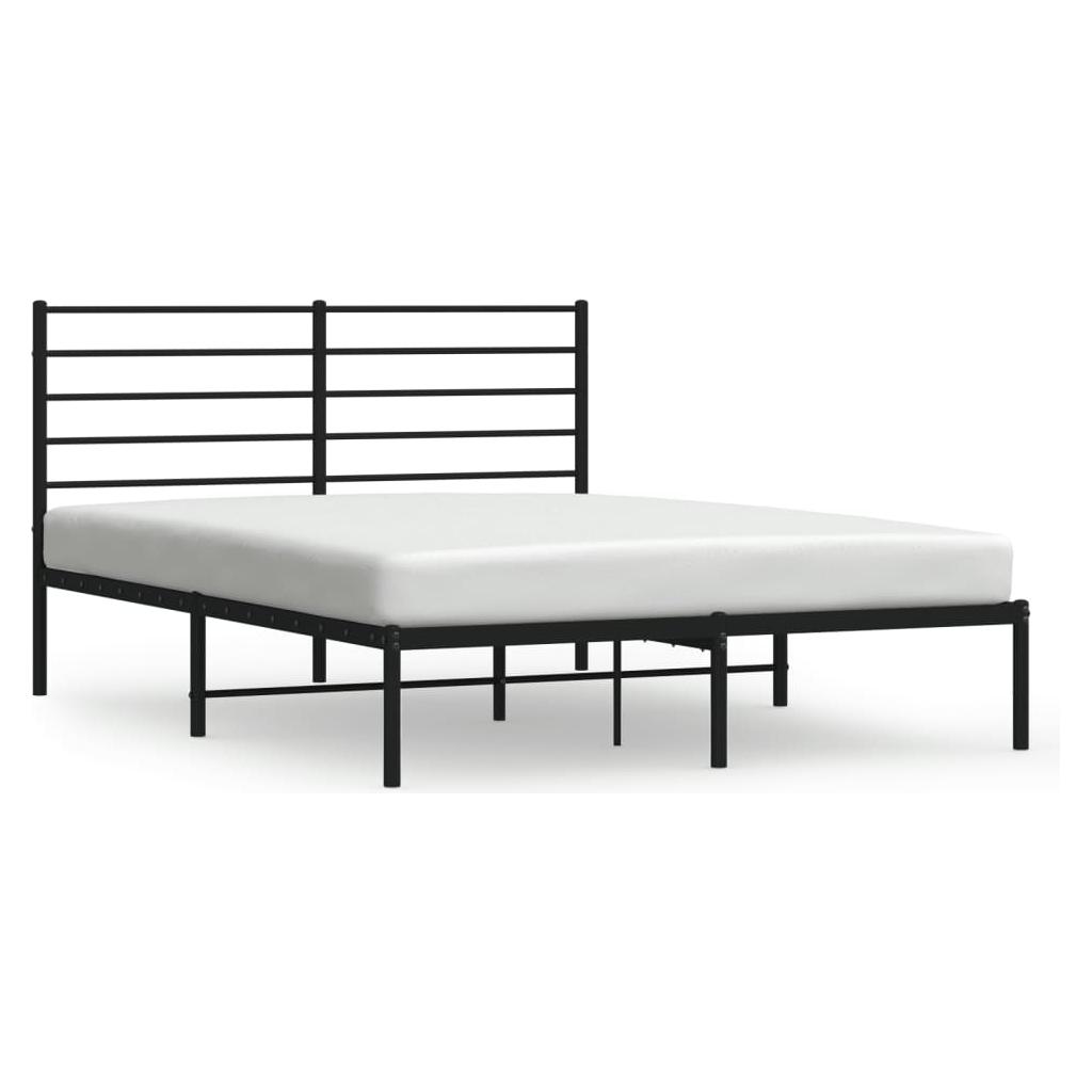 Metalinis lovos rėmas su galvūgaliu, juodos spalvos, 140x200cm