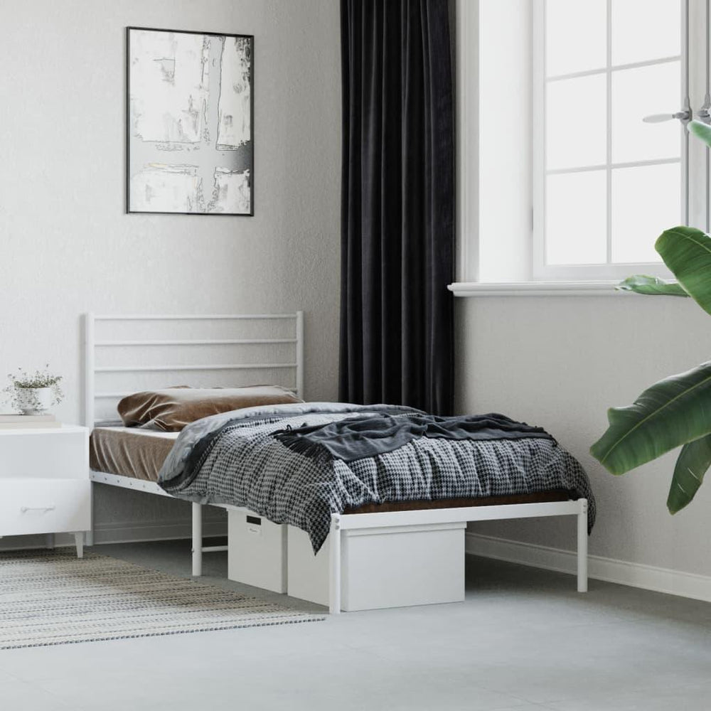 Metalinis lovos rėmas su galvūgaliu, baltas, 90x190cm
