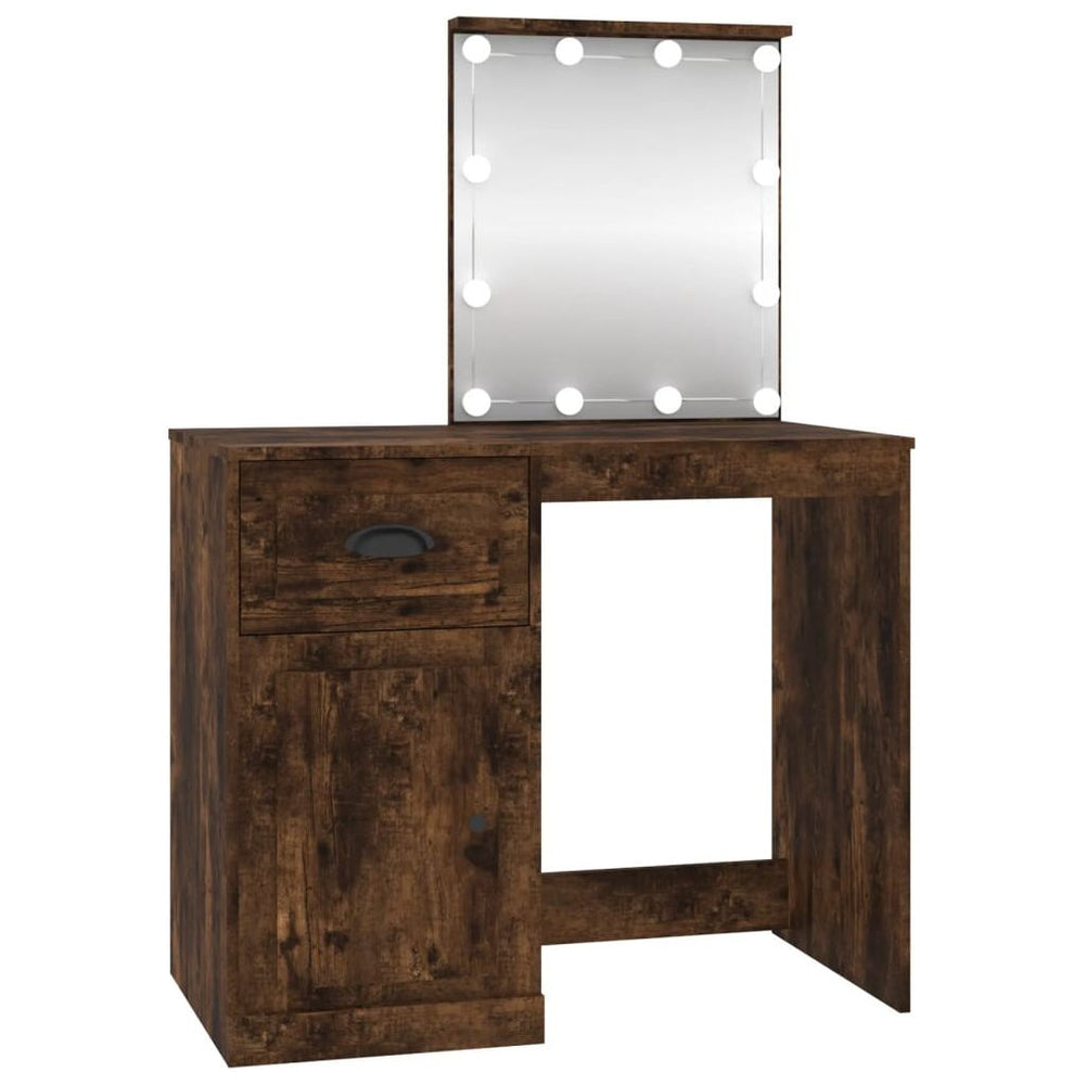Kosmetinis staliukas su LED, ąžuolo, 90x50x132,5cm, mediena