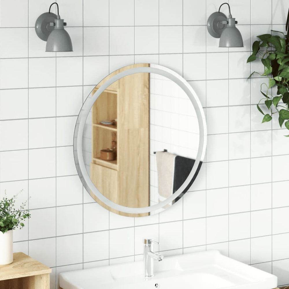 Vonios kambario veidrodis su LED, 70cm, apskritas
