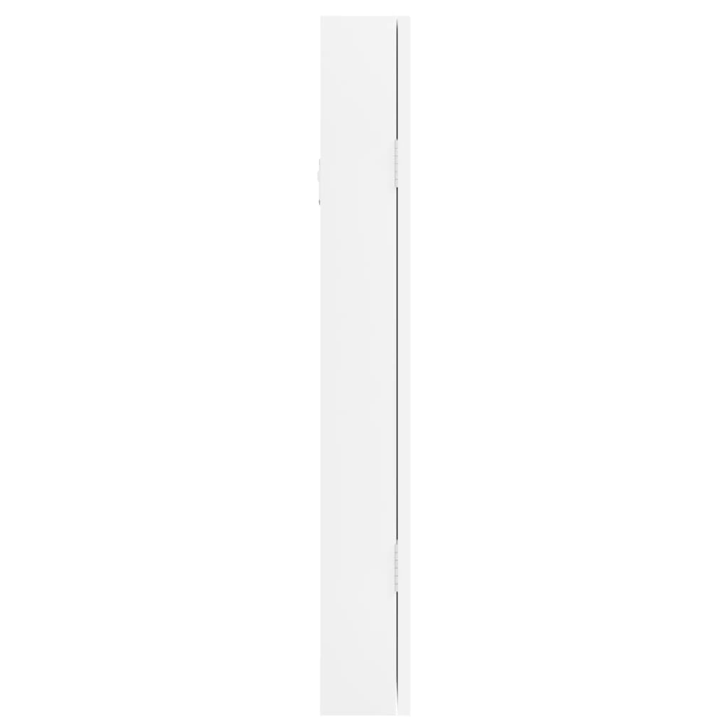 Veidrodinė papuošalų spintelė, balta, 30x8,5x67cm, sieninė