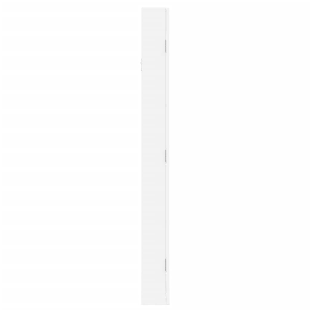 Veidrodinė papuošalų spintelė, balta, 37,5x10x106cm, sieninė