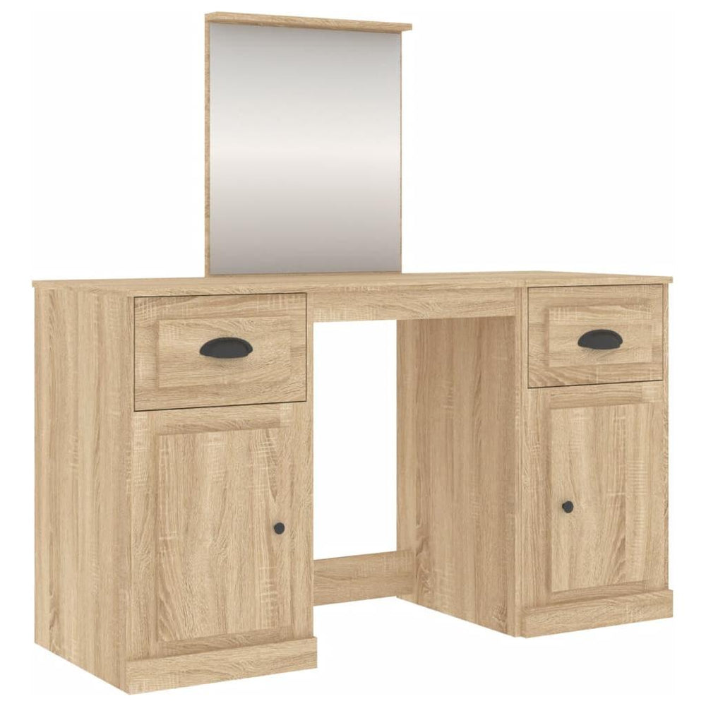 Kosmetinis staliukas su veidrodžiu, ąžuolo, 130x50x132,5cm