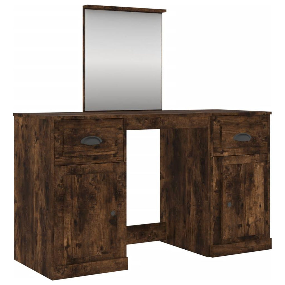 Kosmetinis staliukas su veidrodžiu, dūminis, 130x50x132,5cm