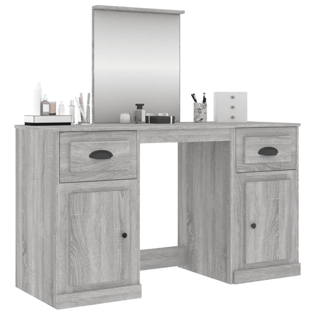 Kosmetinis staliukas su veidrodžiu, pilkas, 130x50x132,5cm