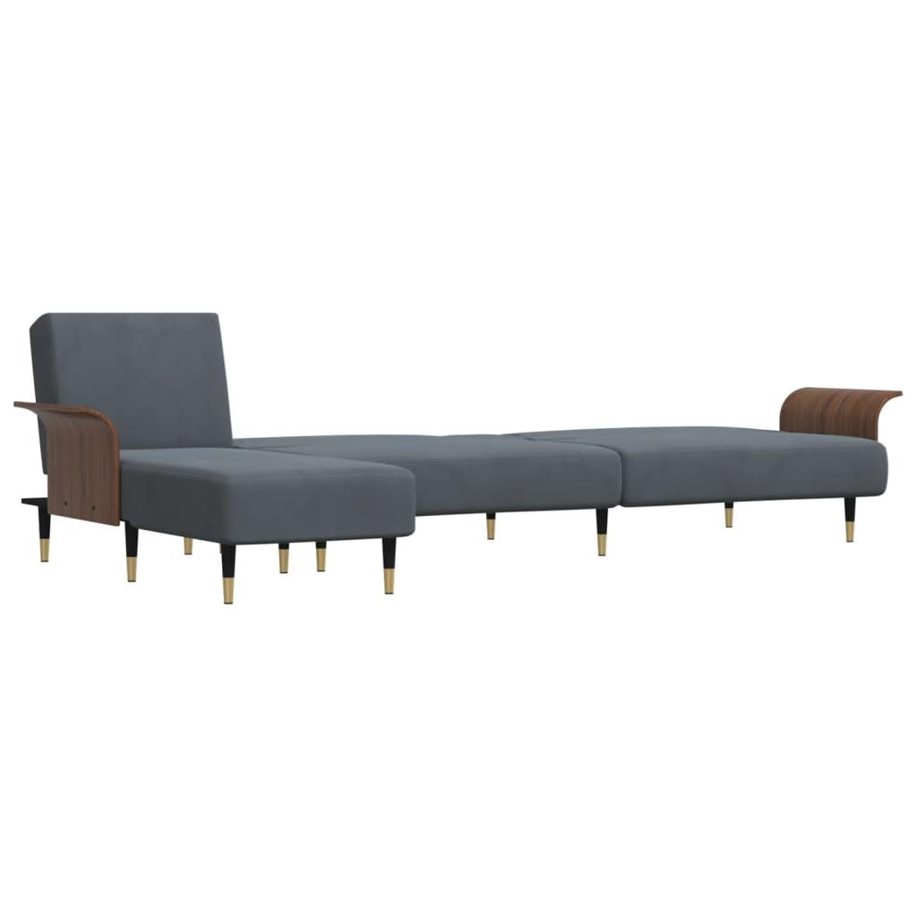 L formos sofa-lova, tamsiai pilka, 279x140x70cm, aksomas